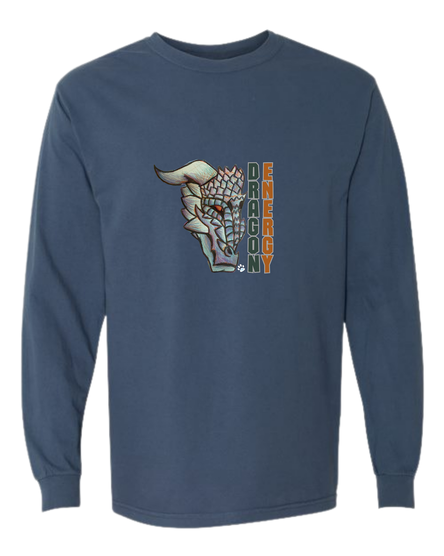Dragon Energy - Comfort Colors - Heavyweight Long Sleeve Tee - Blues & Greens