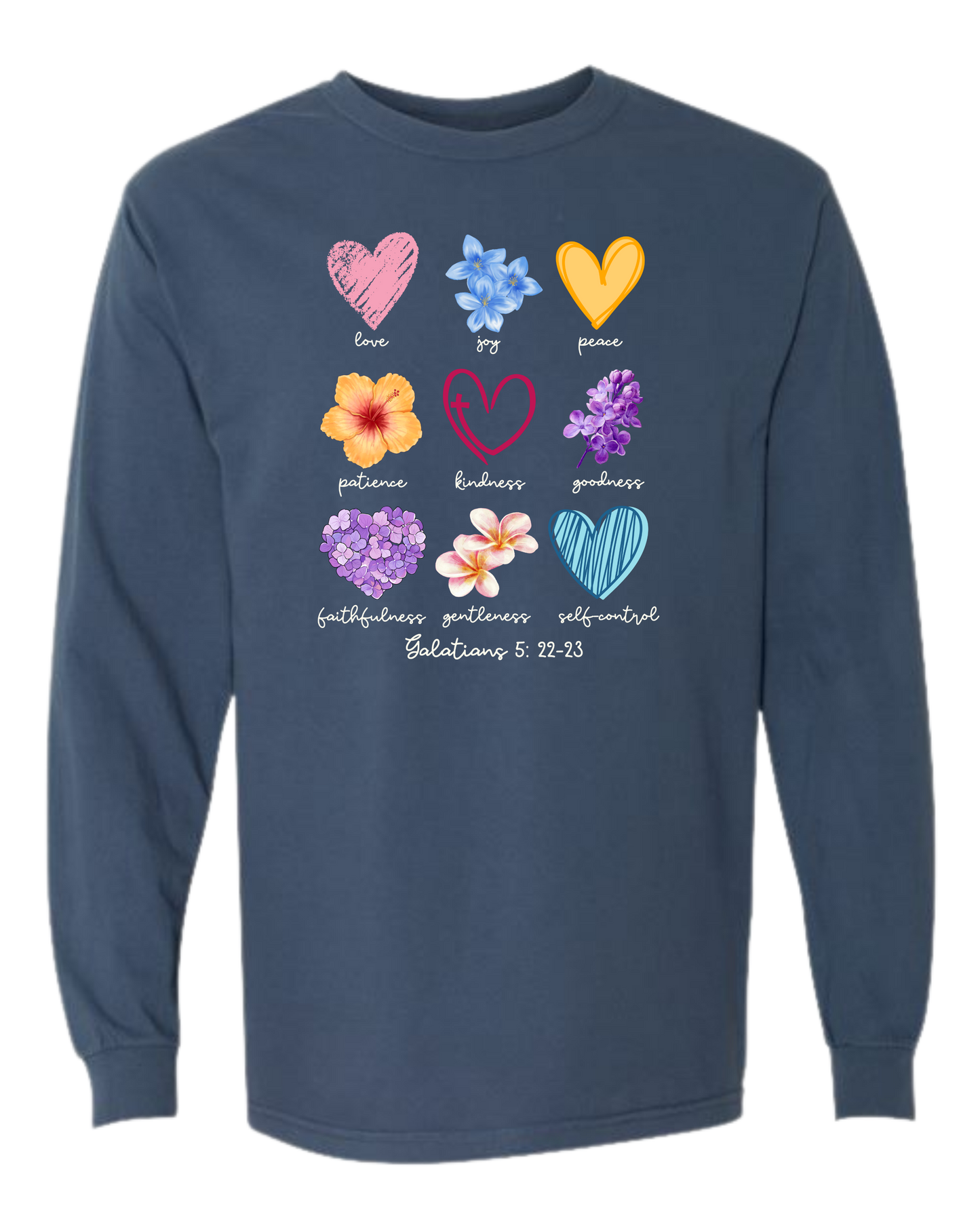 Galatians 5 - Spring - Comfort Colors - Heavyweight Long Sleeve Tee - Blues & Greens