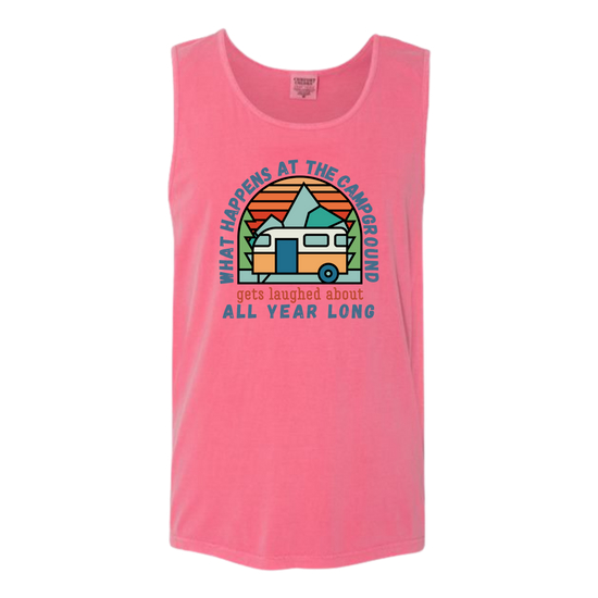 What Happens At The Campground - Comfort Colors - Unisex Tank - Assorted Colors