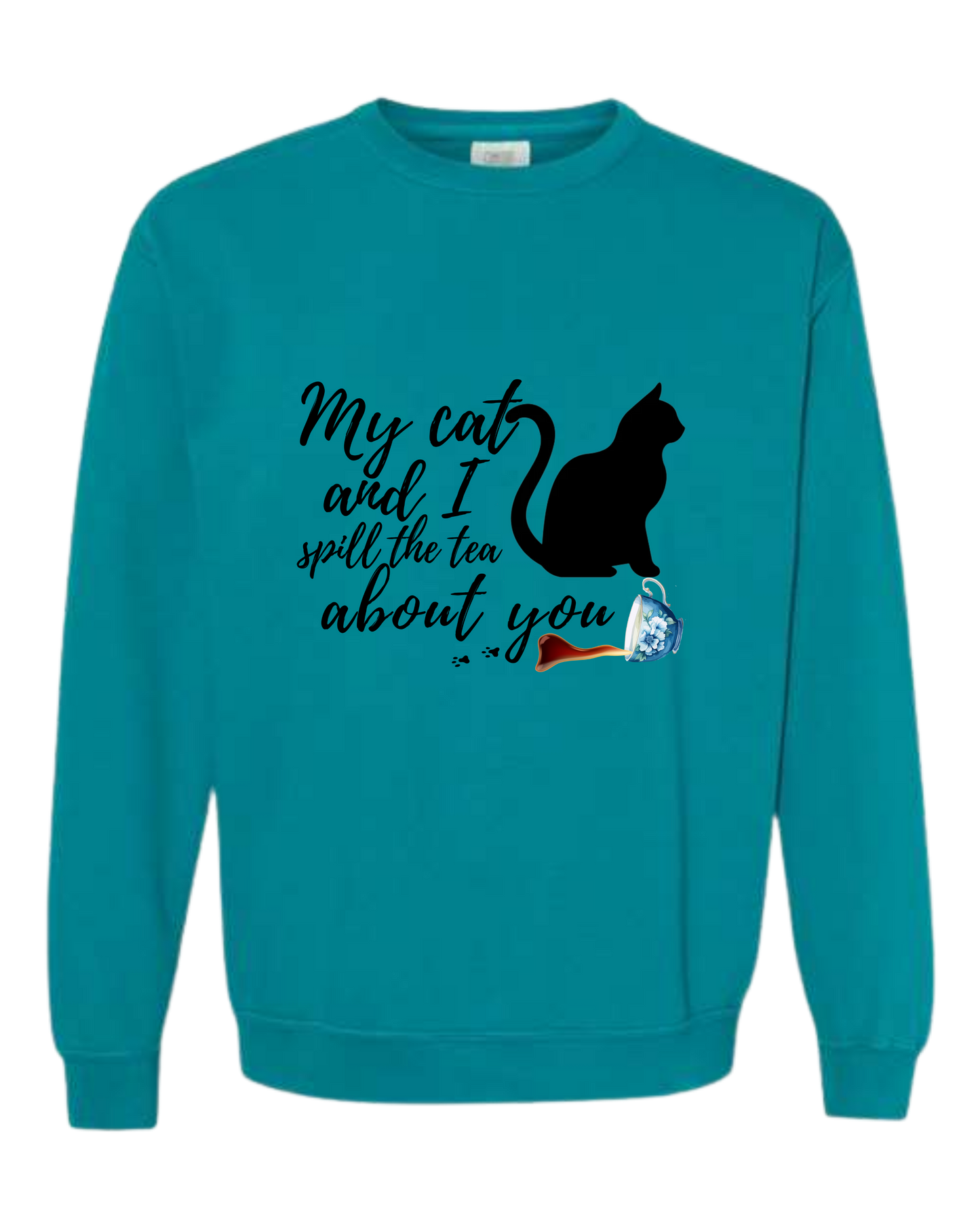 My Cat and I spill the tea about you - Comfort Colors - Sweatshirt - Blues
