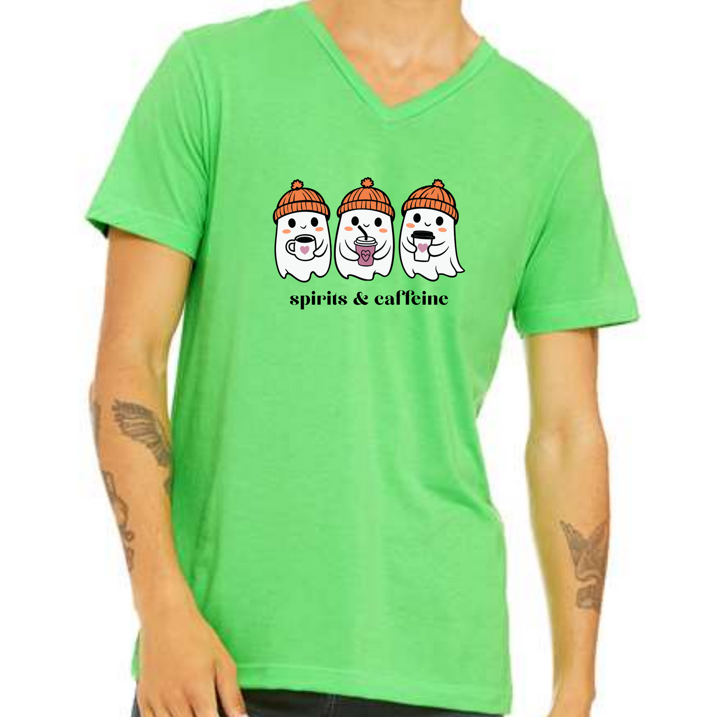 Spirits & Caffeine - Unisex V-Neck - Assorted Colors