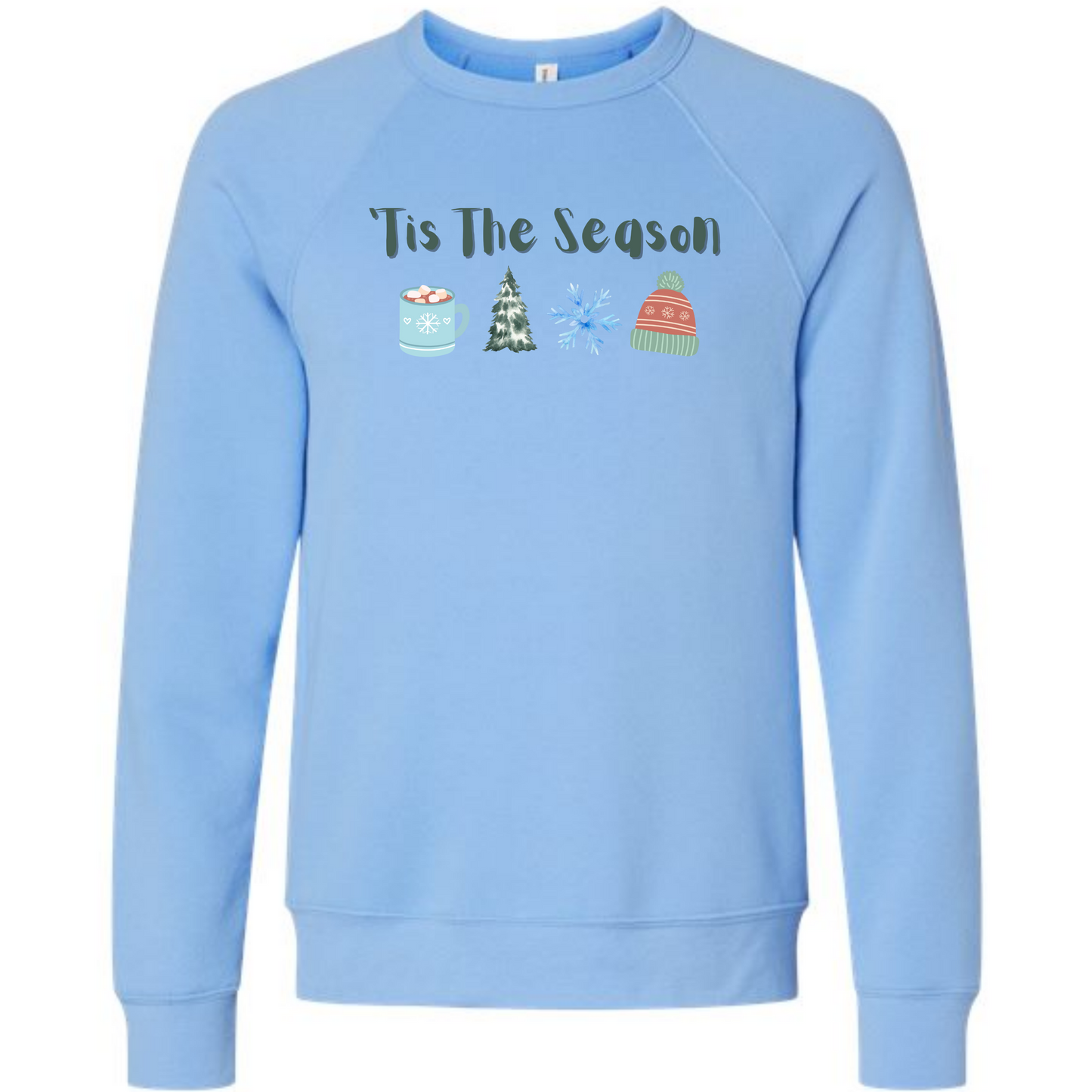 'Tis the Season - Winter - Sponge Fleece Raglan Sweatshirt - Blues, Purples
