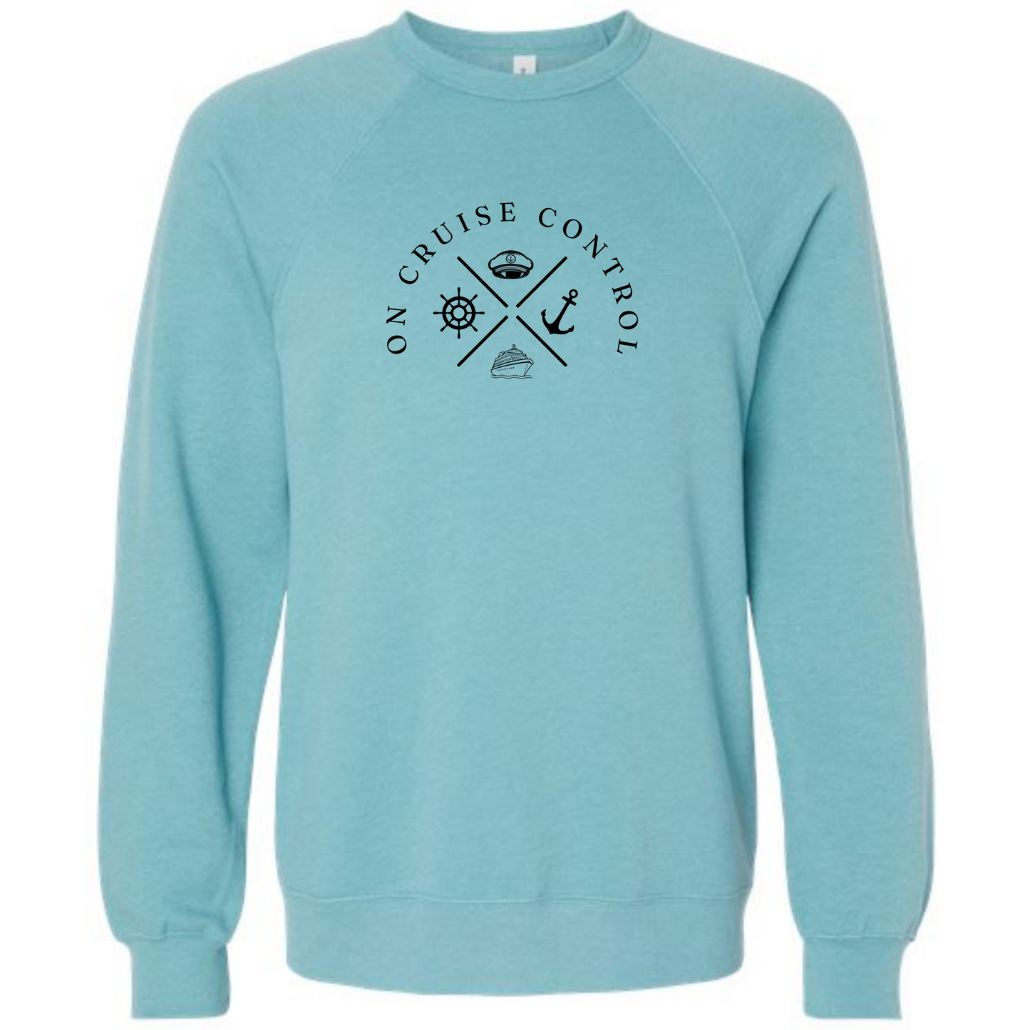 On Cruise Control - Sponge Fleece Raglan Sweatshirt - Blues, Greens, Purple, and Black