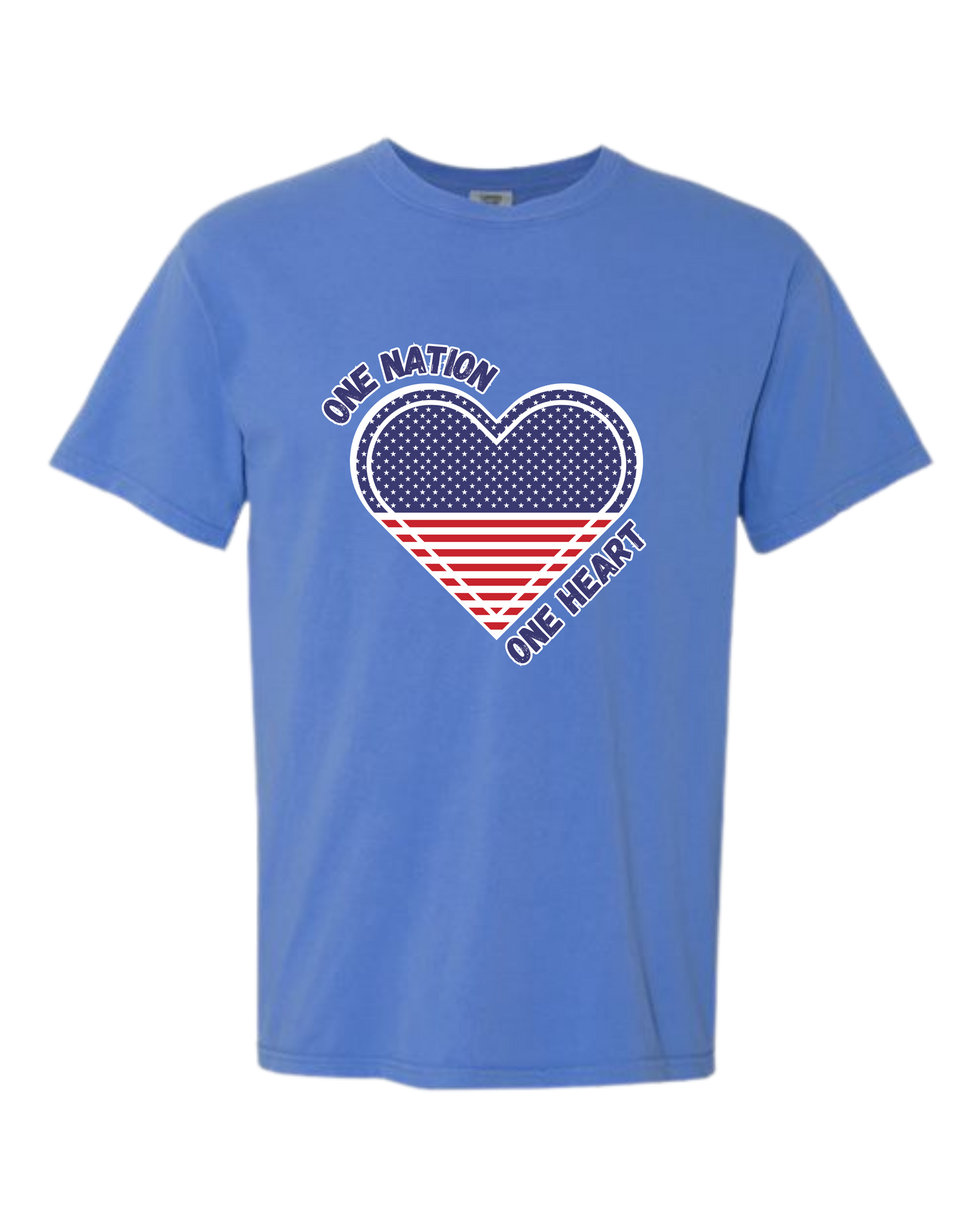 One Nation One Heart - Comfort Colors - Heavyweight Unisex Tee - Blues