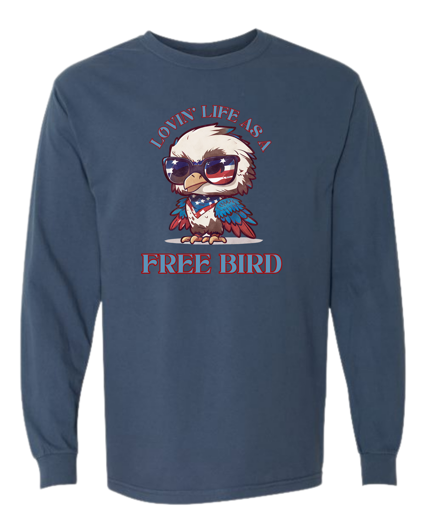 Lovin' Life as a Free Bird - Comfort Colors - Heavyweight Long Sleeve Tee - Blues & Greens