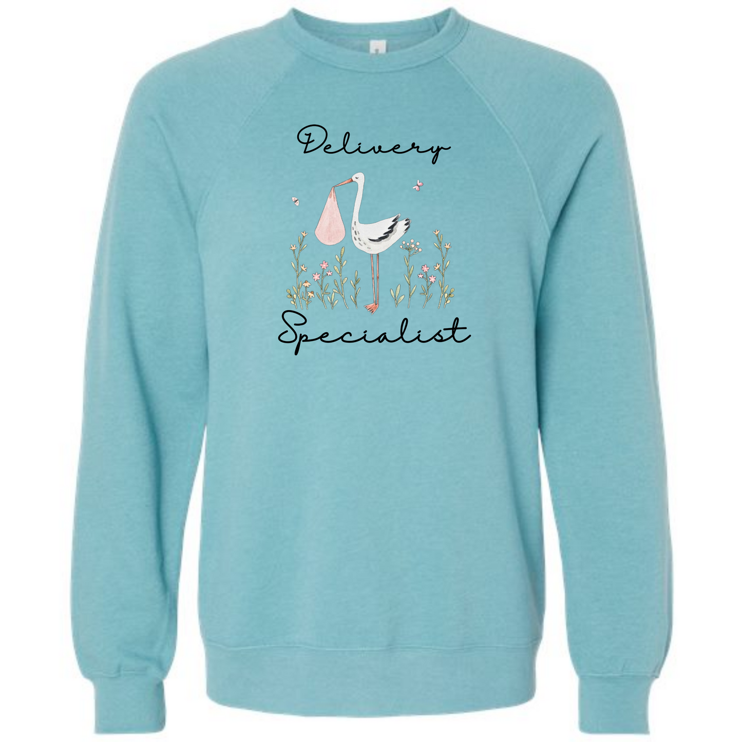 Delivery Specialist - Sponge Fleece Raglan Sweatshirt - Blues, Greens, Purple, and Black