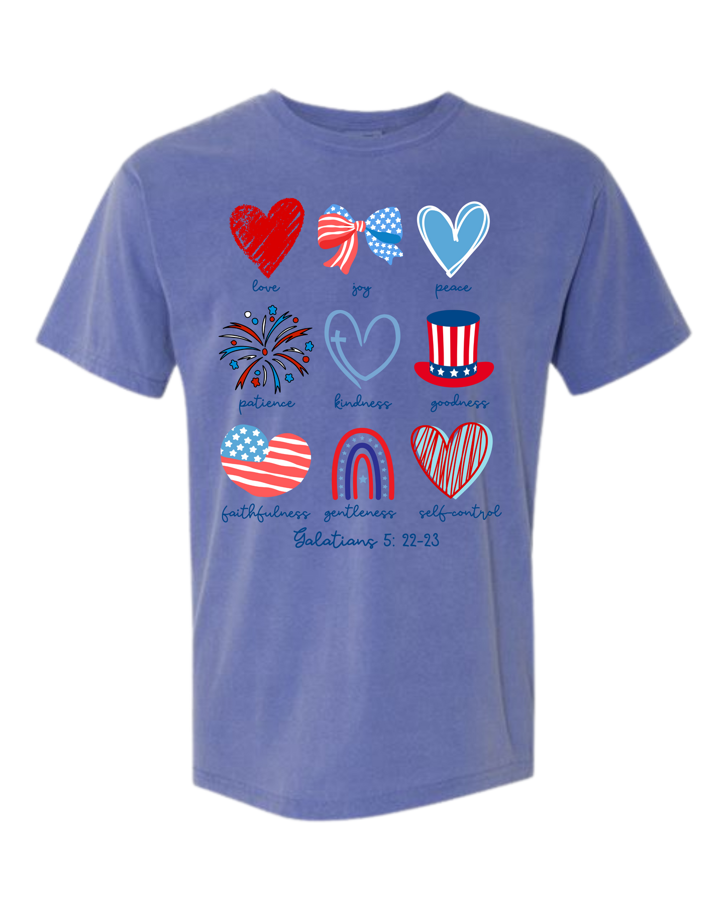 Galatians 5 - Patriotic - Comfort Colors - Heavyweight Unisex Tee - Blues