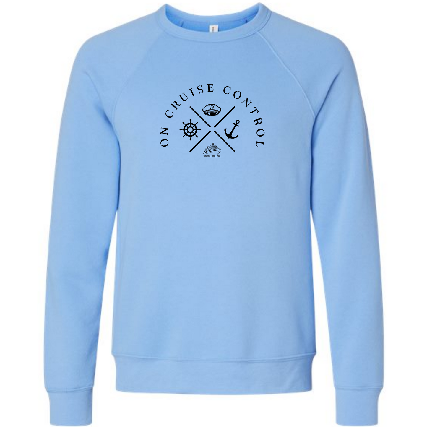 On Cruise Control - Sponge Fleece Raglan Sweatshirt - Blues, Greens, Purple, and Black