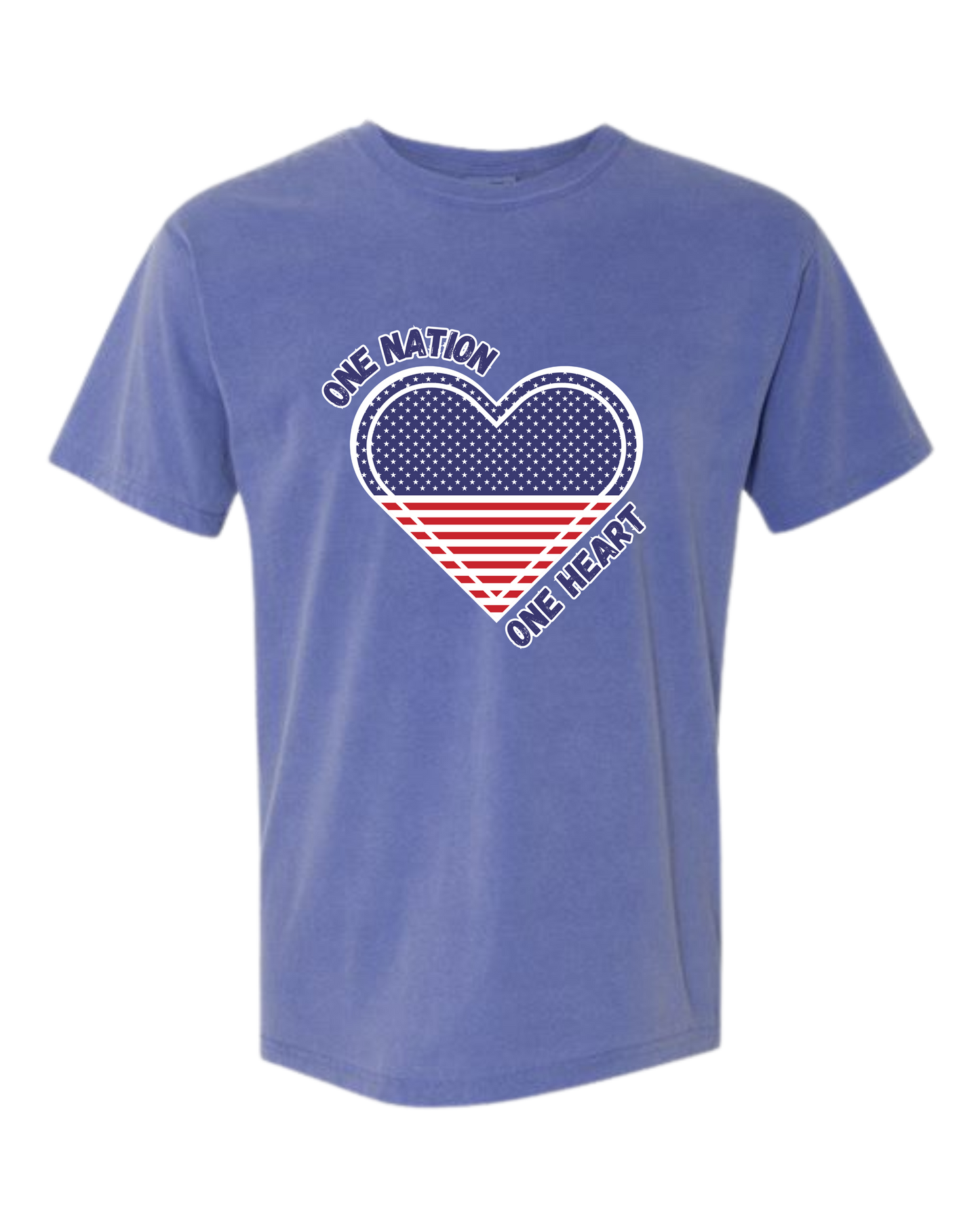 One Nation One Heart - Comfort Colors - Heavyweight Unisex Tee - Blues