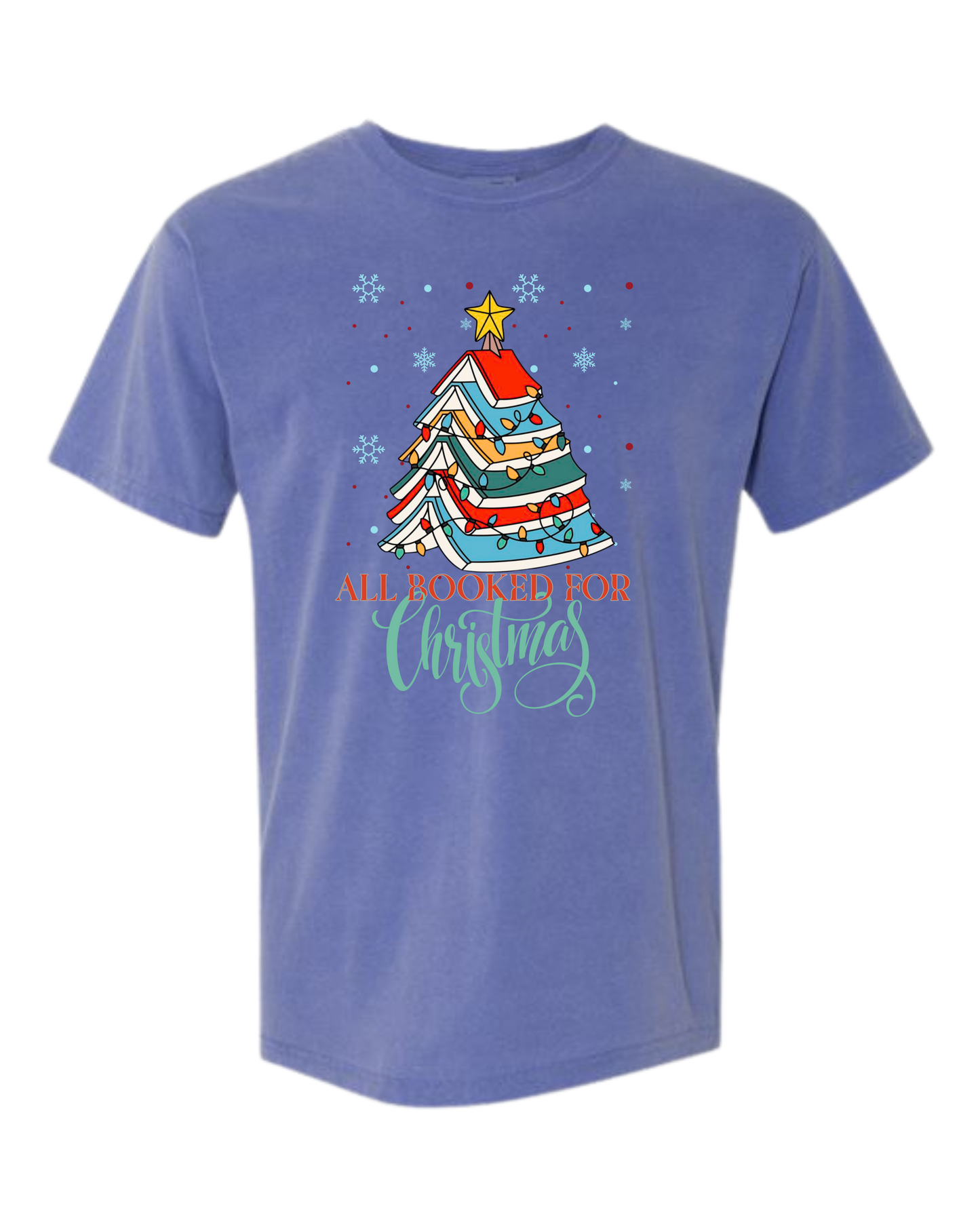 All Booked For Christmas - Comfort Colors - Heavyweight Unisex Tee - Blues