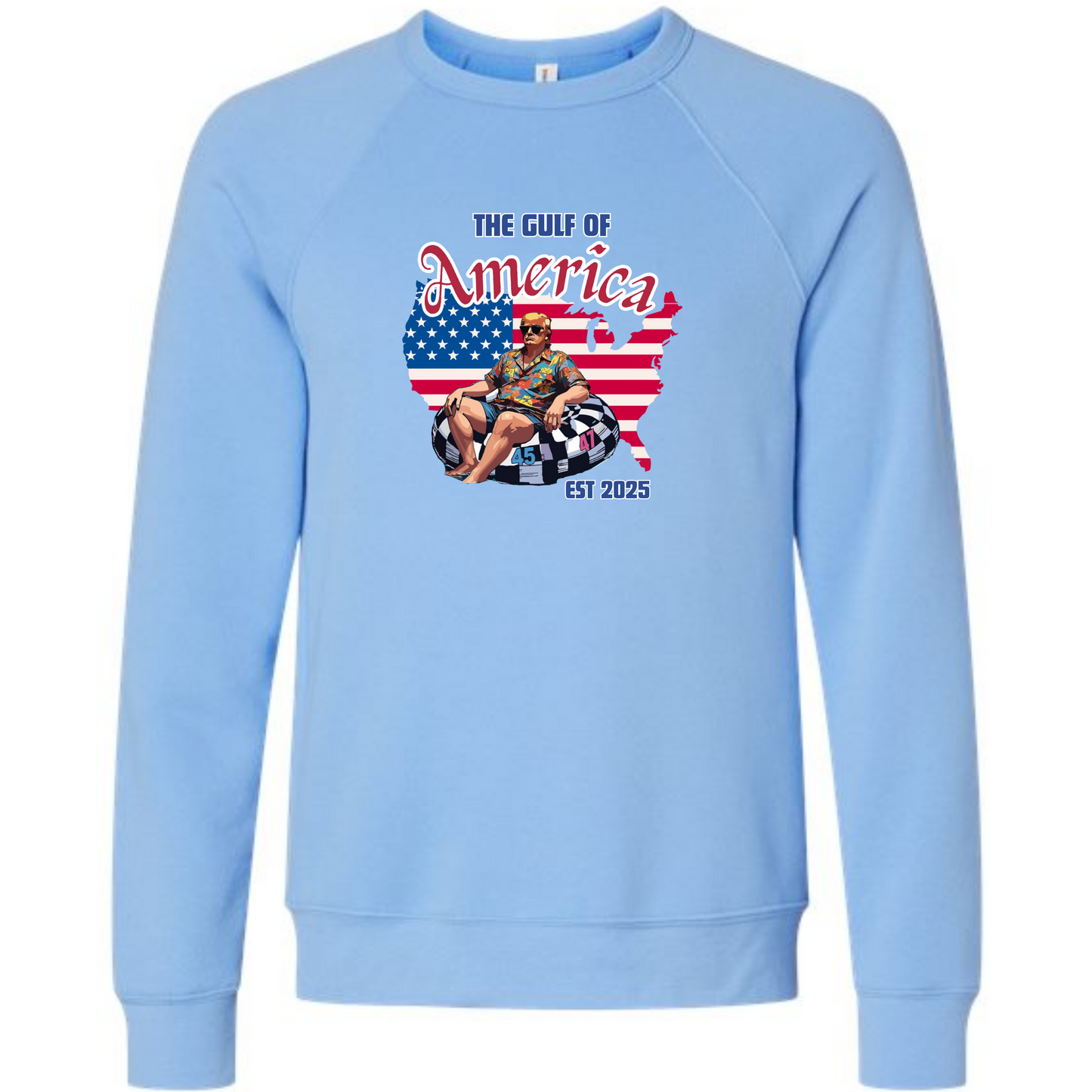 The Gulf of America - Sponge Fleece Raglan Sweatshirt - Blues, Greens, Purple, and Black