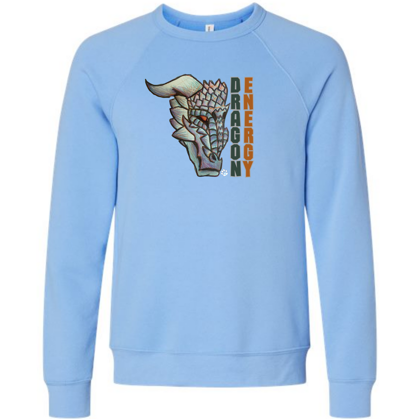 Dragon Energy - Sponge Fleece Raglan Sweatshirt - Blues, Greens, Purple, and Black