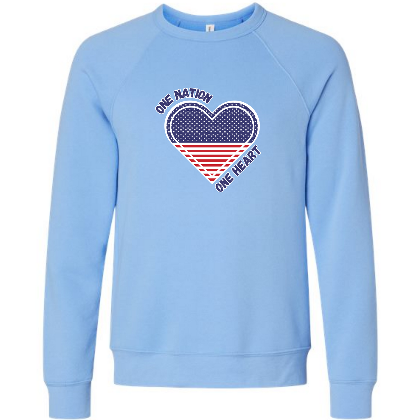 One Nation One Heart - Sponge Fleece Raglan Sweatshirt - Blues, Greens, Purple, and Black