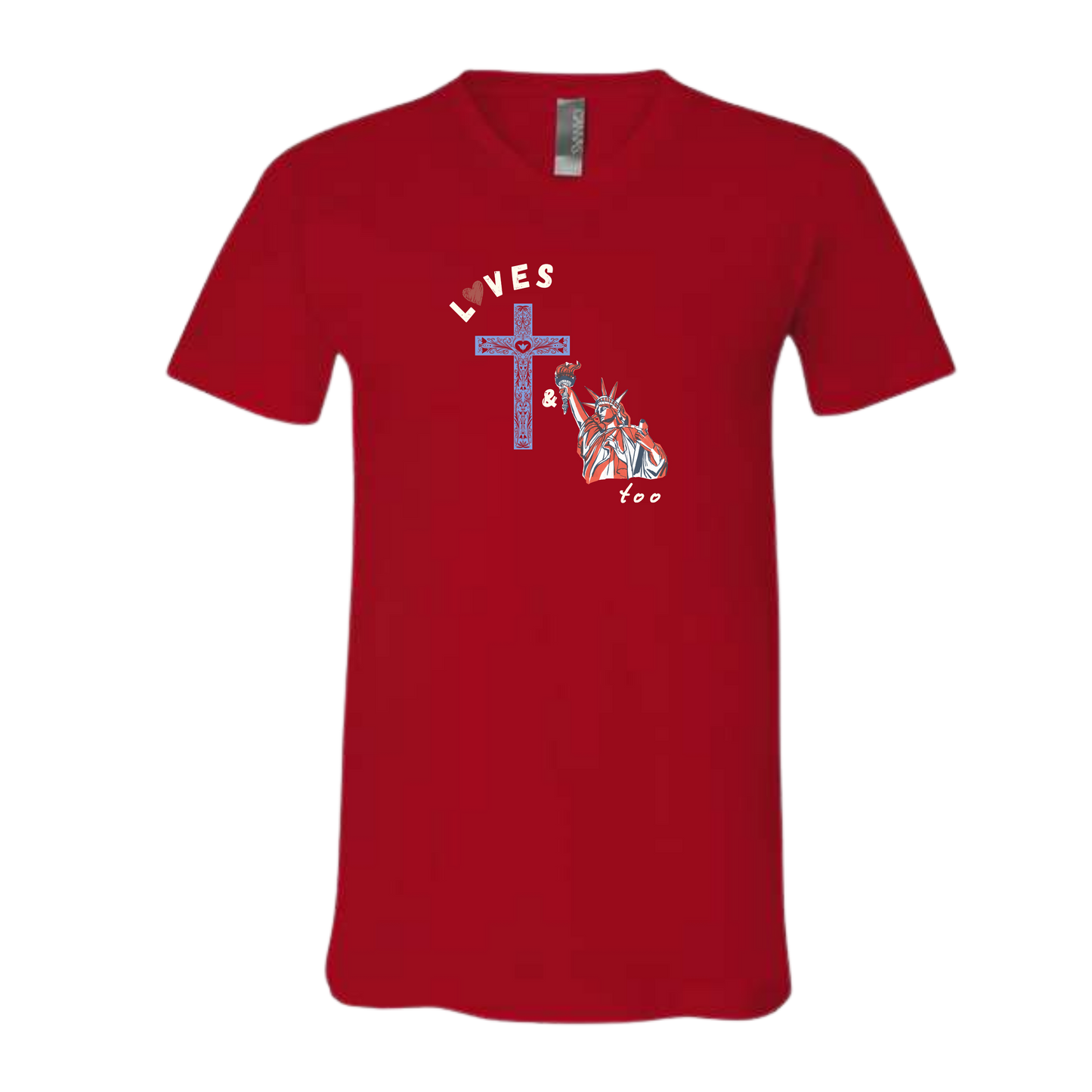 Loves Jesus & America too - Bella+Canvas - Unisex V-Neck - Assorted Colors