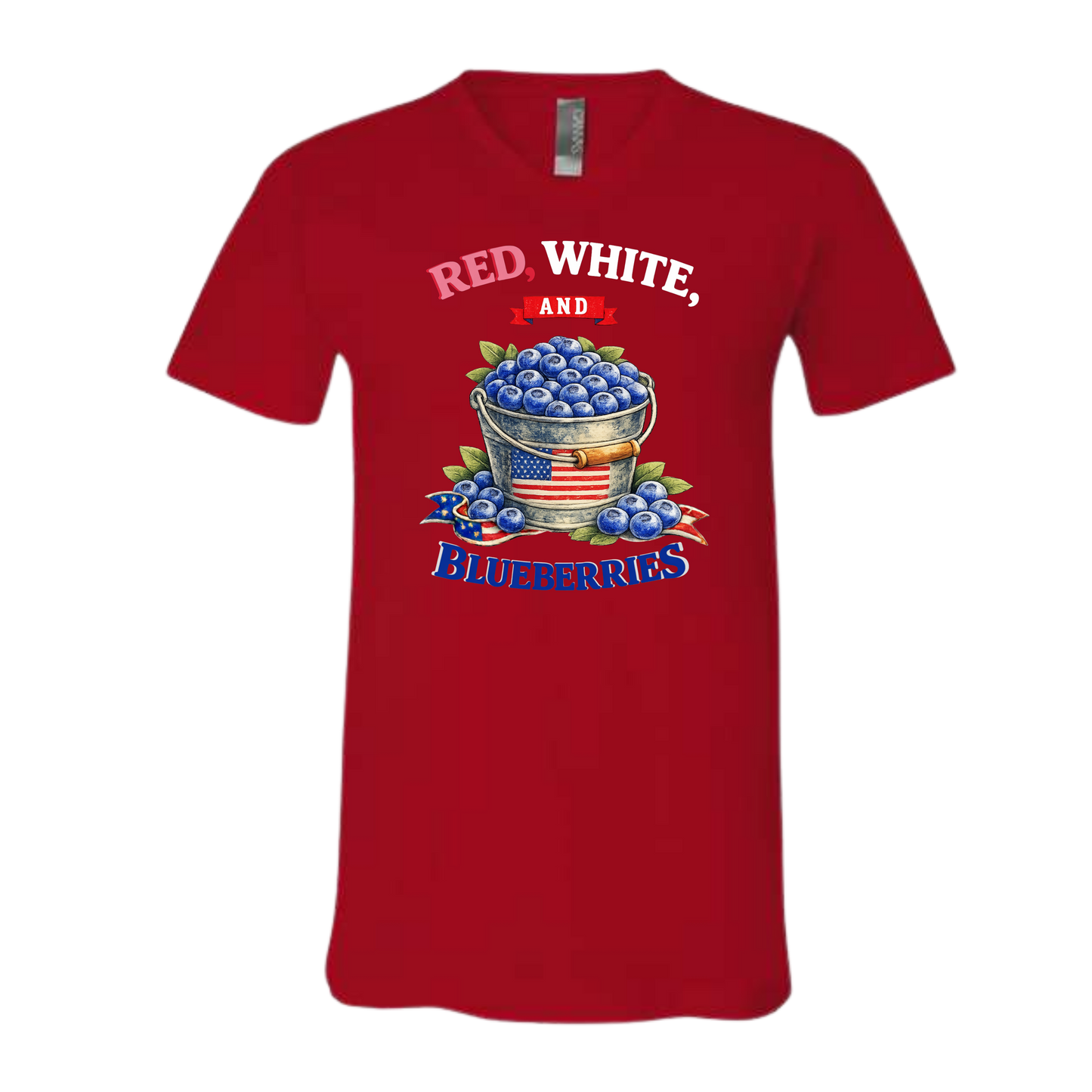 Red, White, And Blueberries - Bella+Canvas - Unisex V-Neck - Assorted Colors
