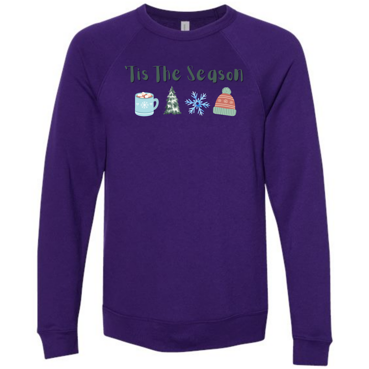 'Tis the Season - Winter - Sponge Fleece Raglan Sweatshirt - Blues, Purples
