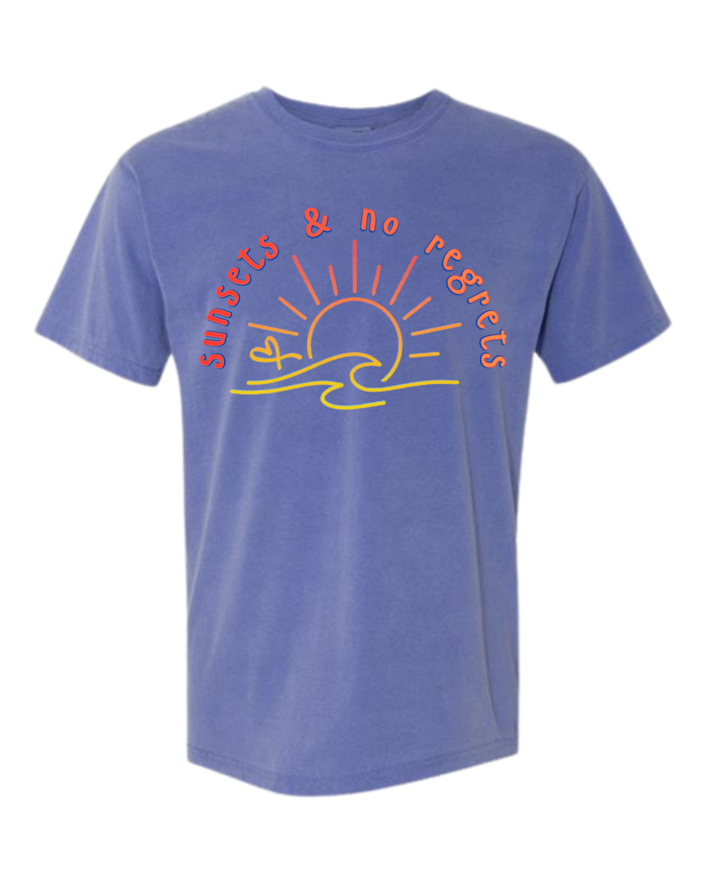 Sunsets & No Regrets - Comfort Colors - Heavyweight Unisex Tee - Blues