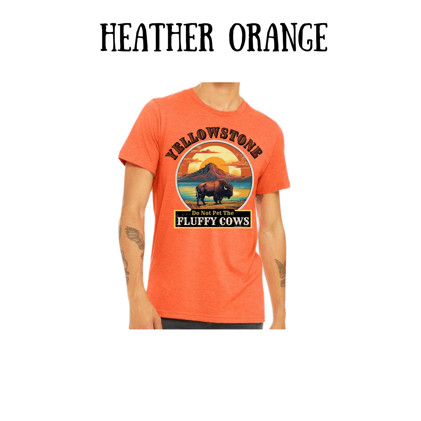 CP - Yellowstone: Fluffy Cows - Unisex Tee - Yellows, Oranges, Reds