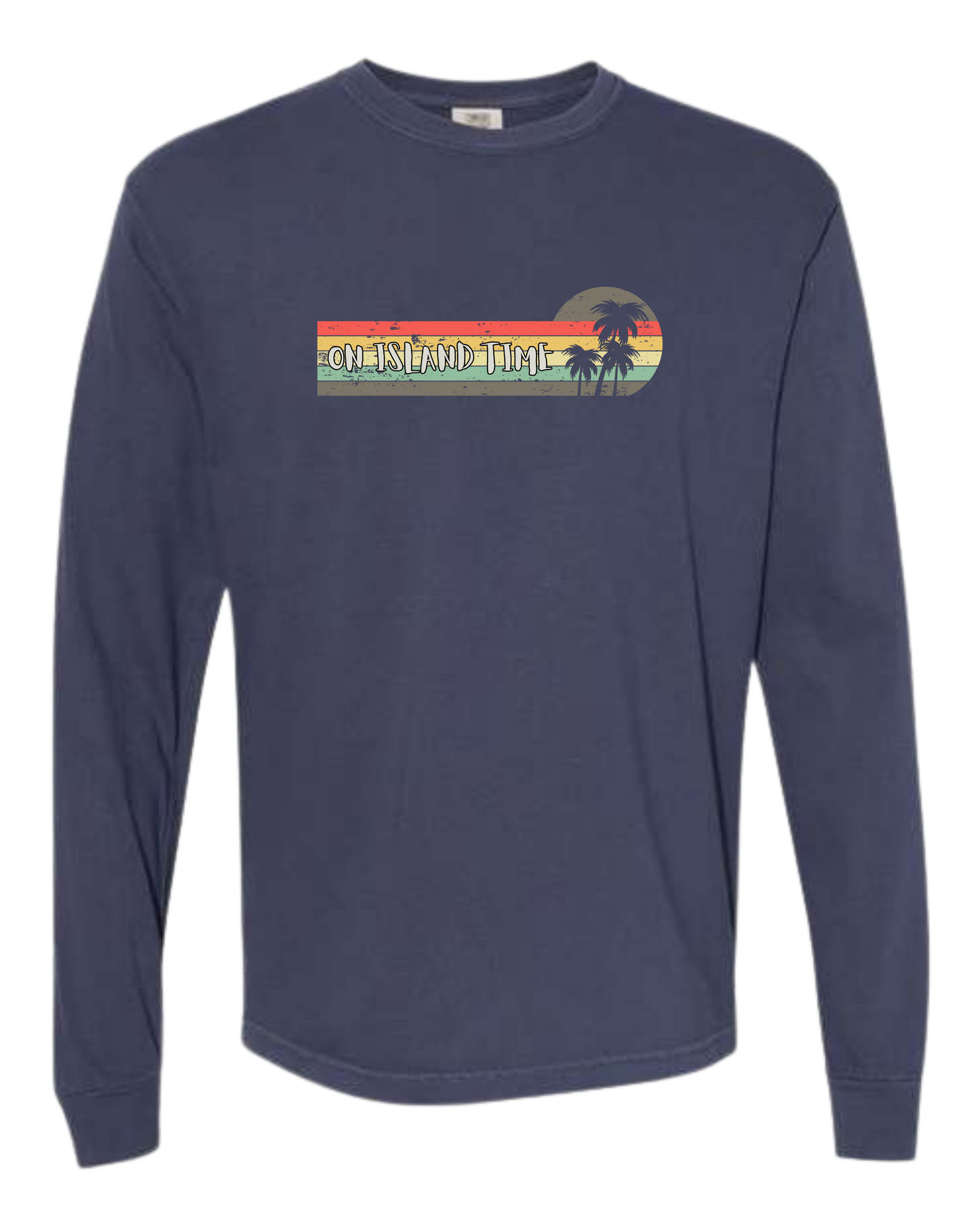 On Island Time - Comfort Colors - Heavyweight Long Sleeve Tee - Blues & Greens