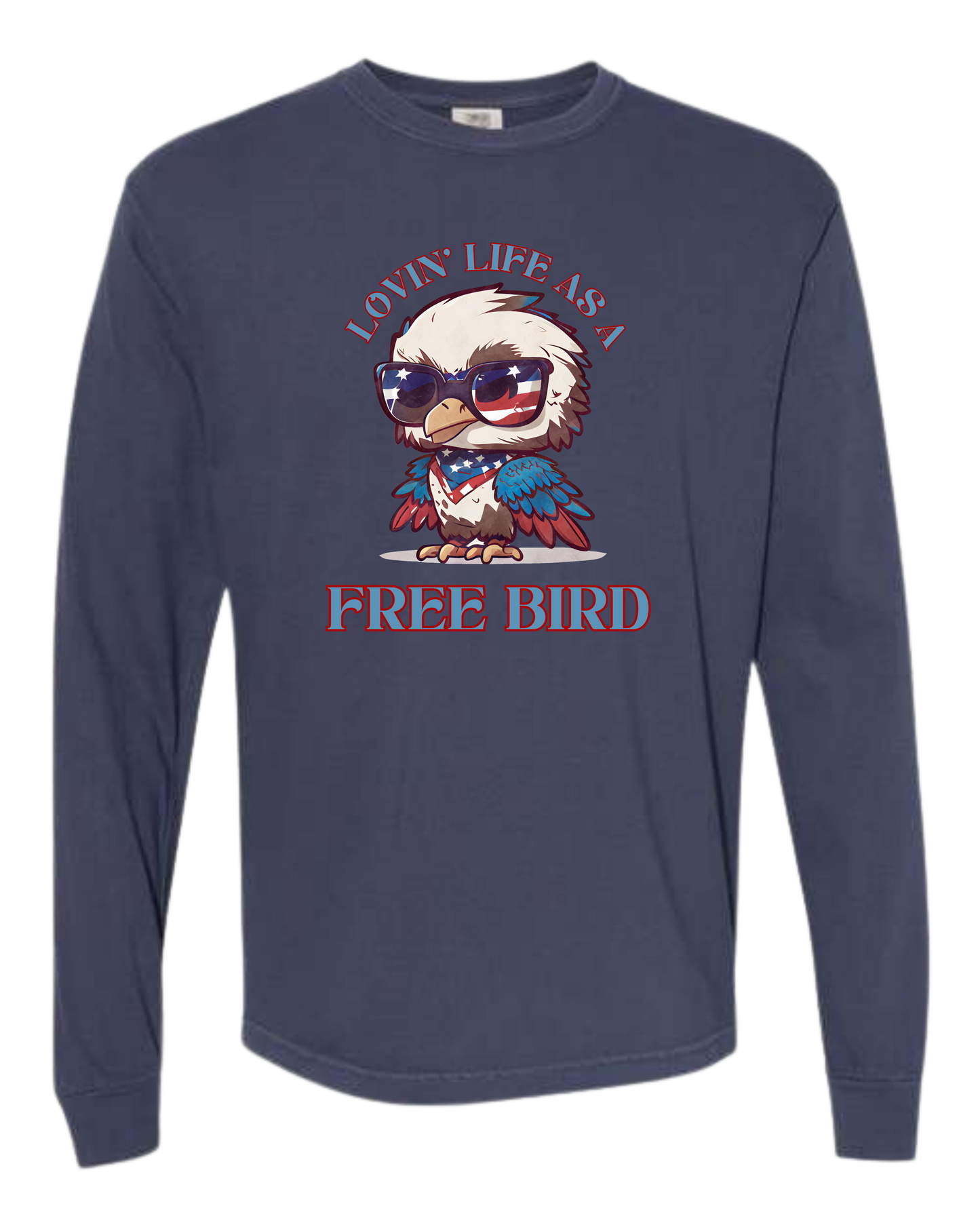 Lovin' Life as a Free Bird - Comfort Colors - Heavyweight Long Sleeve Tee - Blues & Greens