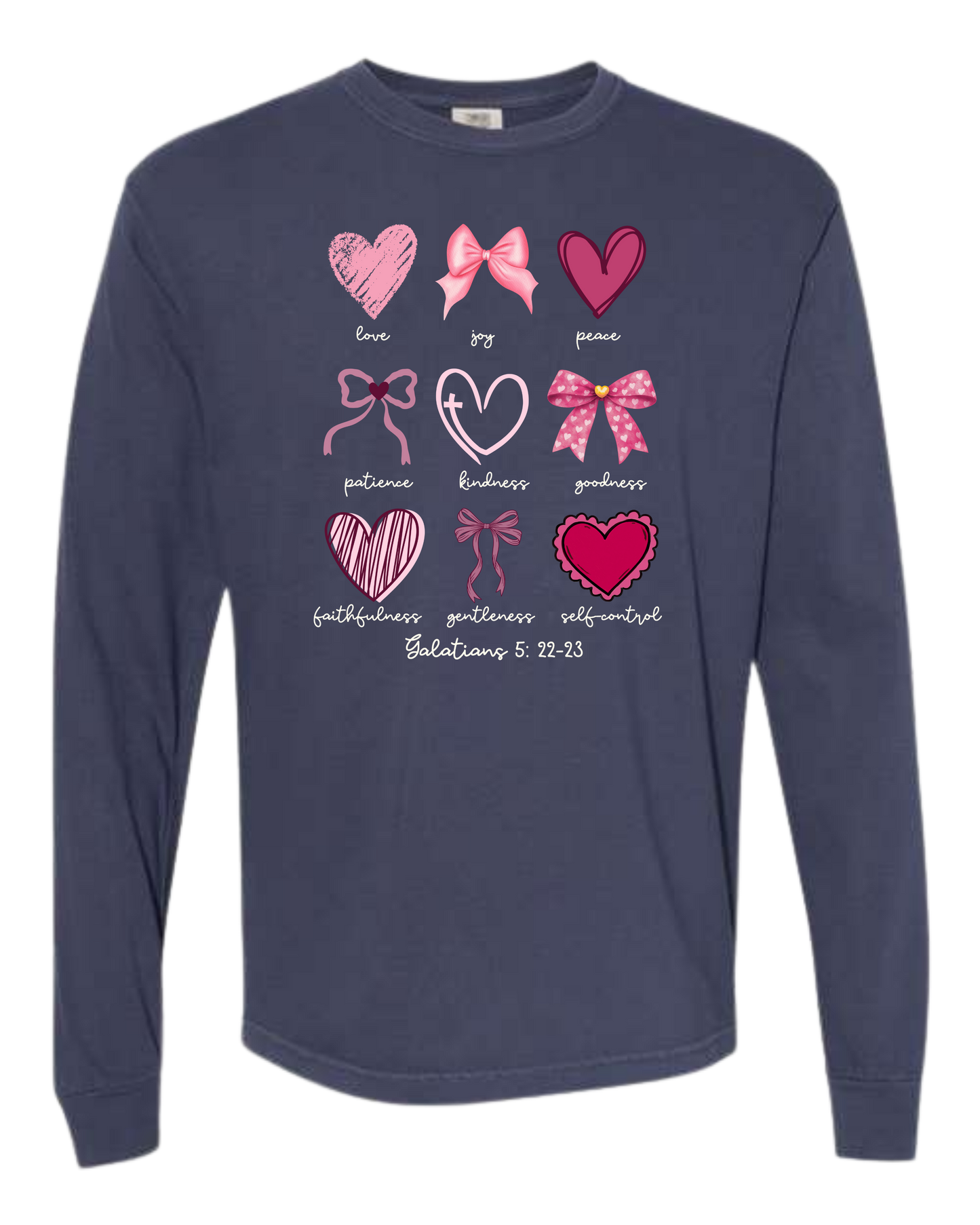 Galatians 5 - Valentines - Comfort Colors - Heavyweight Long Sleeve Tee - Blues & Greens