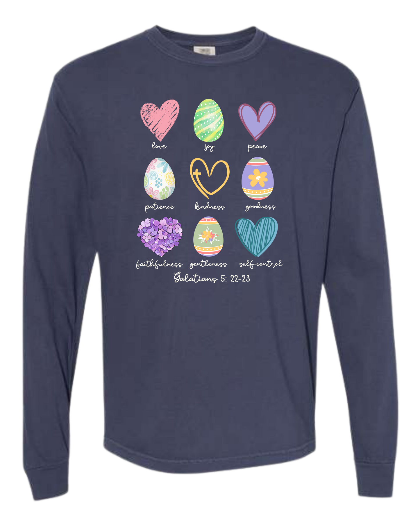 Galatians 5 - Easter - Comfort Colors - Heavyweight Long Sleeve Tee - Blues & Greens