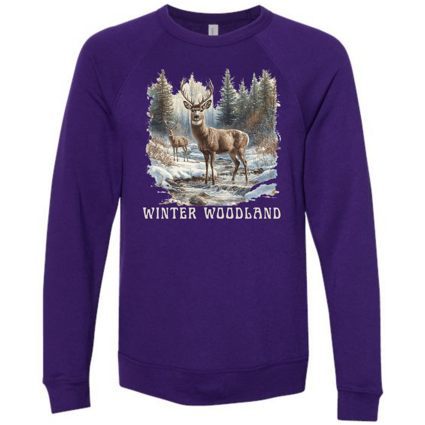 Winter Woodland - Sponge Fleece Raglan Sweatshirt - Blues, Purples