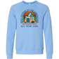 What Happens At The Campground - Sponge Fleece Raglan Sweatshirt - Blues, Greens, Purple, and Black