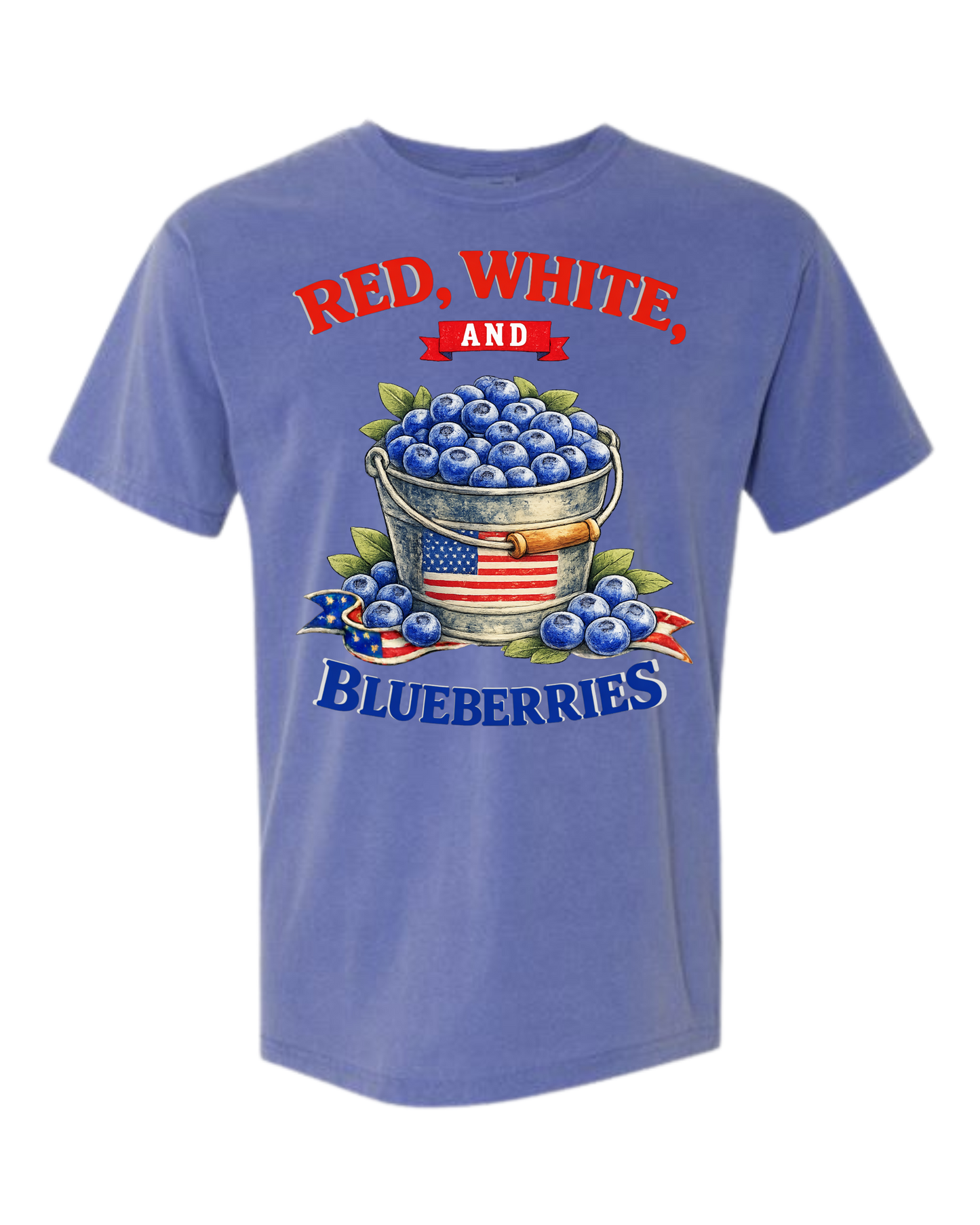 Red, White, And Blueberries - Comfort Colors - Heavyweight Unisex Tee - Blues