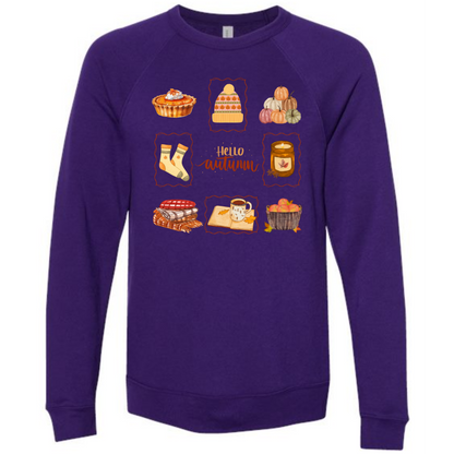 HP - Hello Autumn - Sponge Fleece Raglan Sweatshirt - Blues, Purples