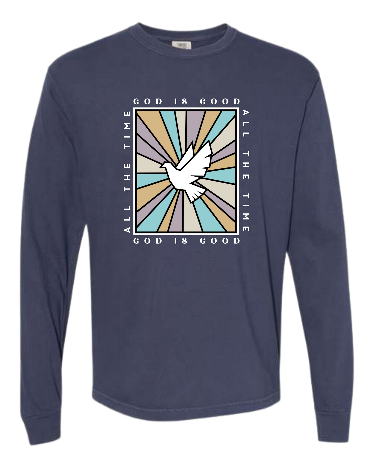 God Is Good - Comfort Colors - Heavyweight Long Sleeve Tee - Blues & Greens