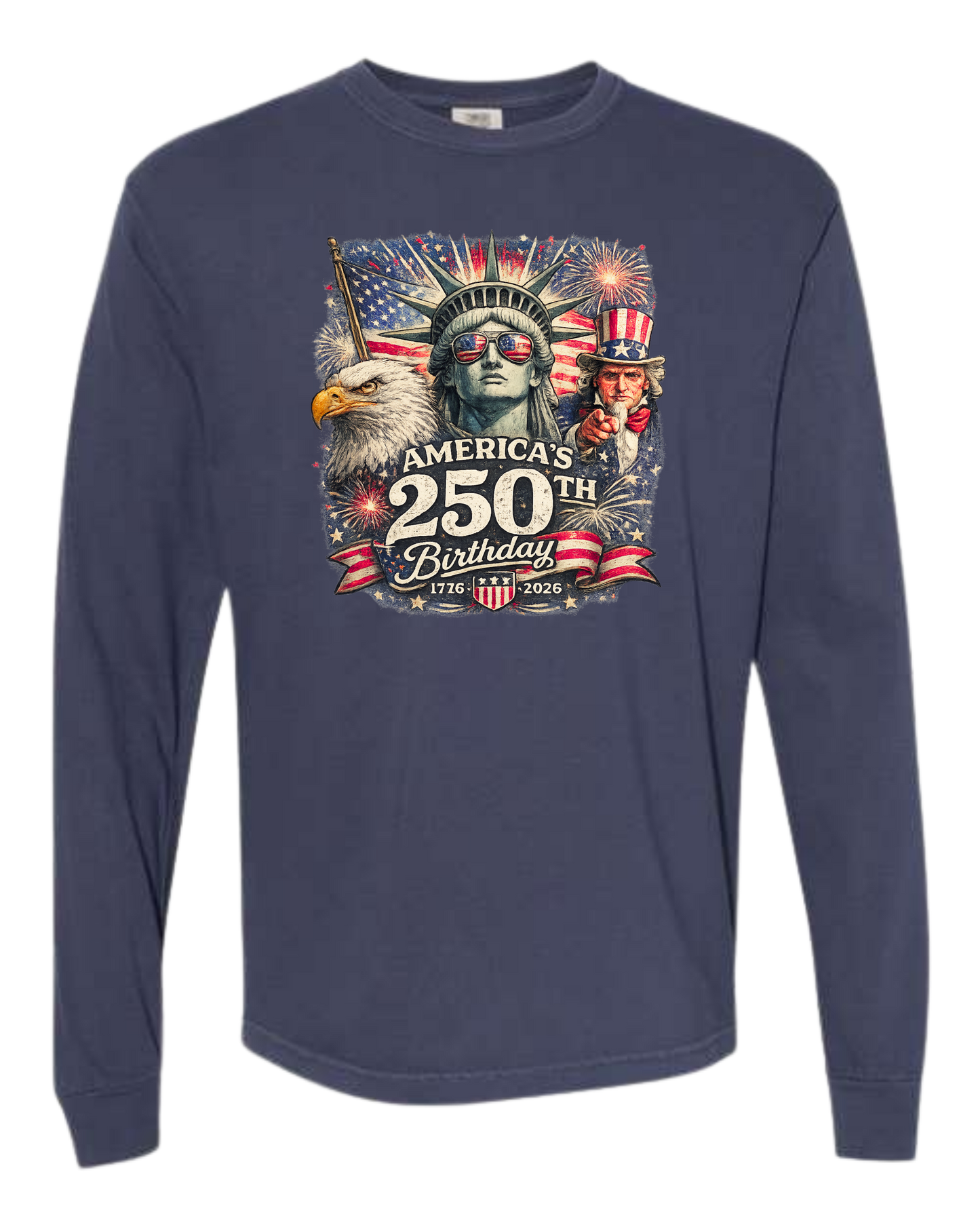 America's 250th Birthday - Comfort Colors - Heavyweight Long Sleeve Tee - Blues & Greens