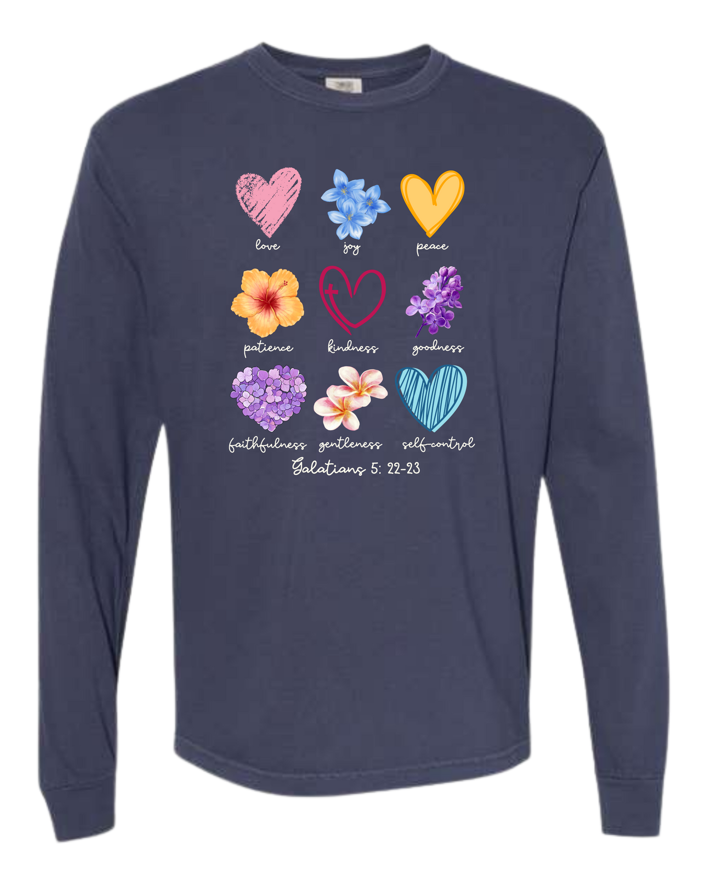 Galatians 5 - Spring - Comfort Colors - Heavyweight Long Sleeve Tee - Blues & Greens