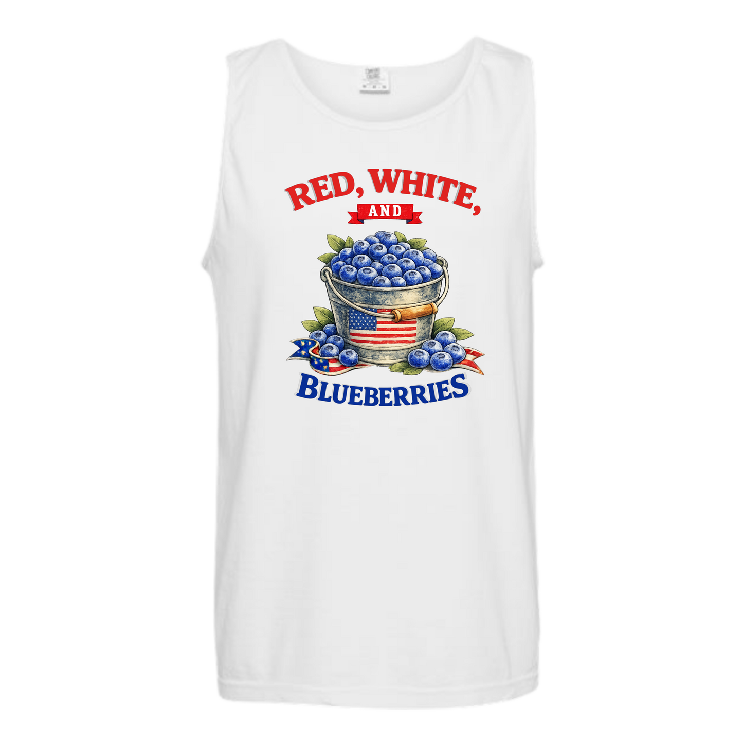 Red, White, And Blueberries - Comfort Colors - Unisex Tank - Neutral Colors & Blues
