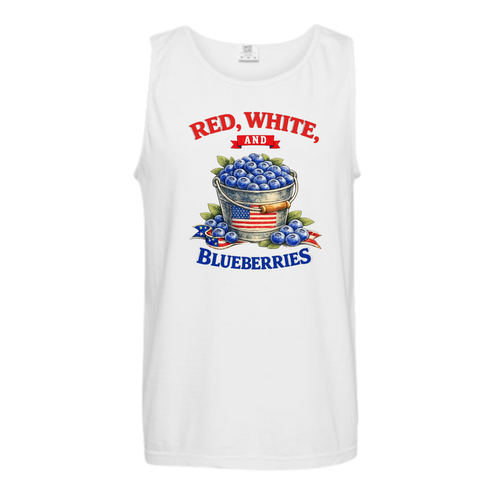 Red, White, And Blueberries - Comfort Colors - Unisex Tank - Neutral Colors & Blues