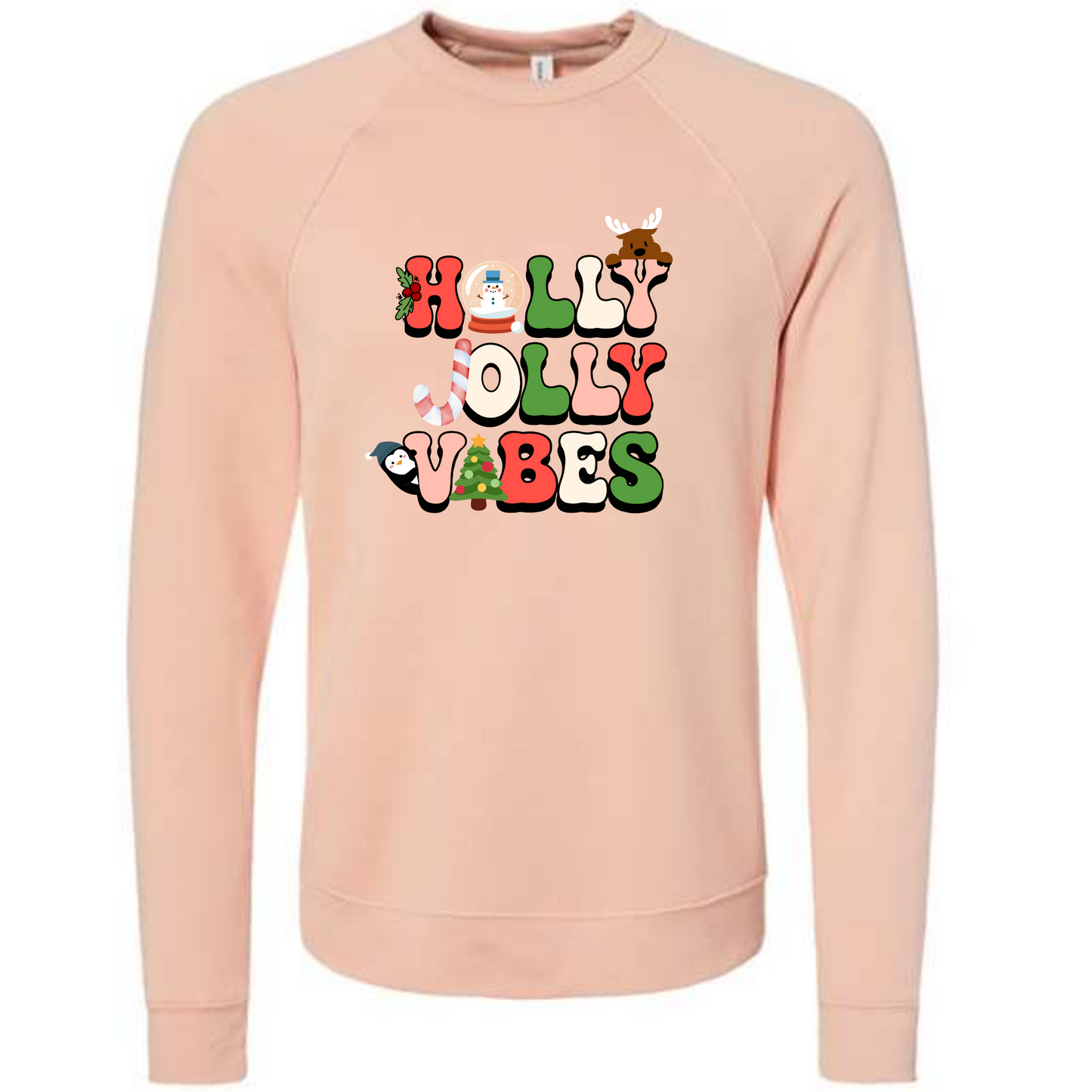 Holly Jolly Vibes - Sponge Fleece Raglan Sweatshirt - Assorted Colors