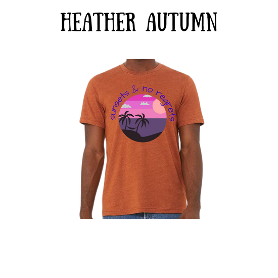 VP - Sunsets & No Regrets - Unisex Tee - Yellows, Oranges, Reds