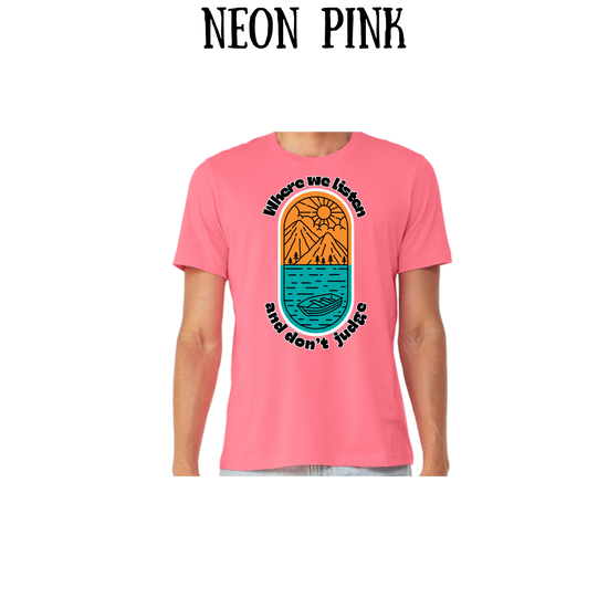 CP - Where We Listen and Don't Judge - Unisex Tee - Pinks, Purples, Neutrals