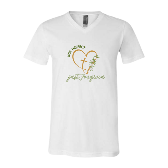 Not Perfect Just Forgiven - Bella+Canvas - Unisex V-Neck - Neutral Colors
