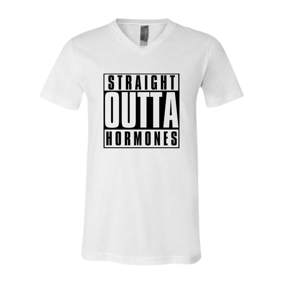 Straight Outta Hormones - Bella+Canvas - Unisex V-Neck - Neutral Colors