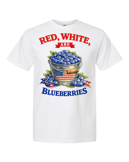 Red, White, And Blueberries - Comfort Colors - Heavyweight Unisex Tee - Neutral Colors