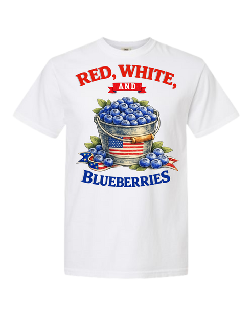 Red, White, And Blueberries - Comfort Colors - Heavyweight Unisex Tee - Neutral Colors