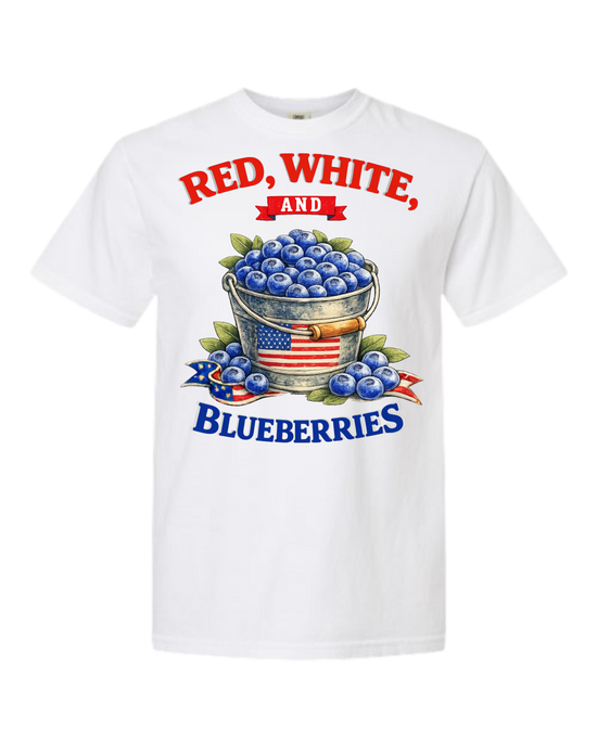 Red, White, And Blueberries - Comfort Colors - Heavyweight Unisex Tee - Neutral Colors