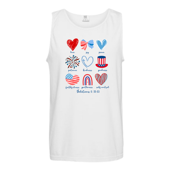 Galatians 5 - Patriotic - Comfort Colors - Unisex Tank - Neutral Colors & Blues