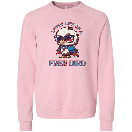 Lovin' Life as a Free Bird - Sponge Fleece Raglan Sweatshirt - Assorted Colors