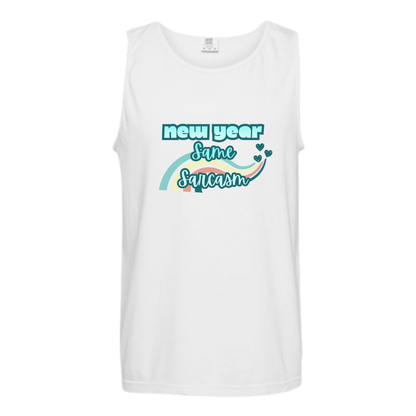 New Year Same Sarcasm - Comfort Colors - Unisex Tank - Neutral Colors & Blues