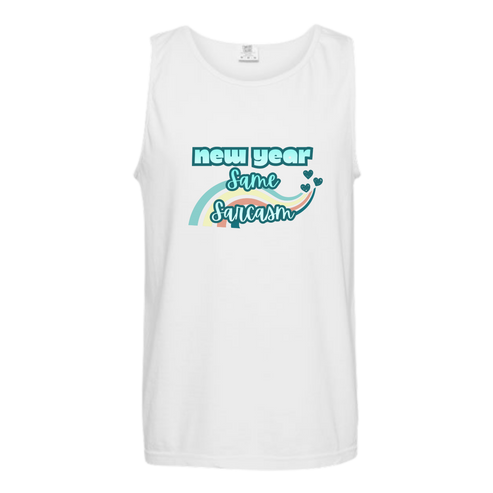 New Year Same Sarcasm - Comfort Colors - Unisex Tank - Neutral Colors & Blues