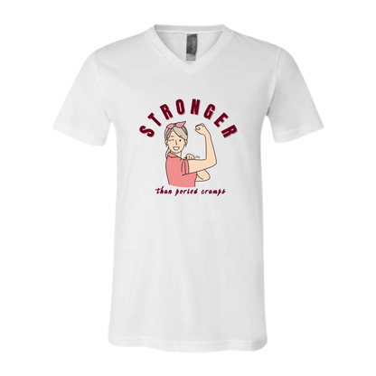 Stronger Than Period Cramps - Bella+Canvas - Unisex V-Neck - Neutral Colors