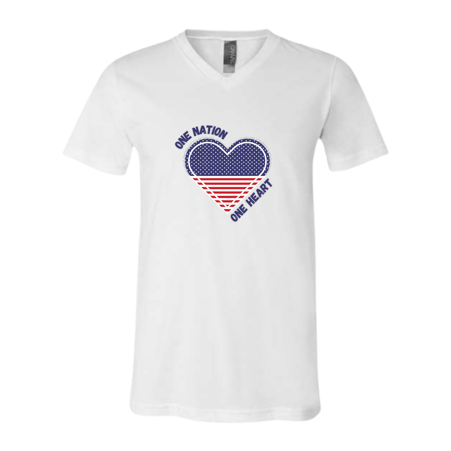 One Nation One Heart - Bella+Canvas - Unisex V-Neck - Neutral Colors