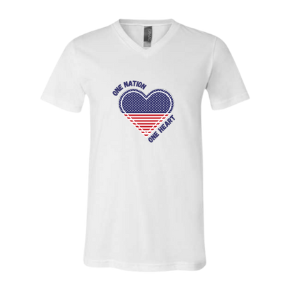 One Nation One Heart - Bella+Canvas - Unisex V-Neck - Neutral Colors